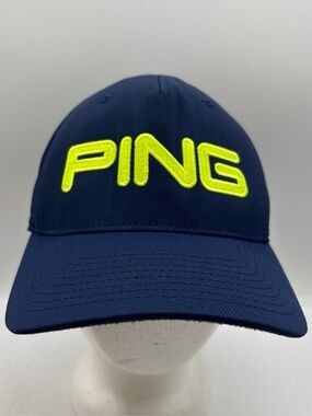 Ping FlexFit Structured Tour Sensorcool Golf Hat Navy Size Large/X-Large Cap EUC